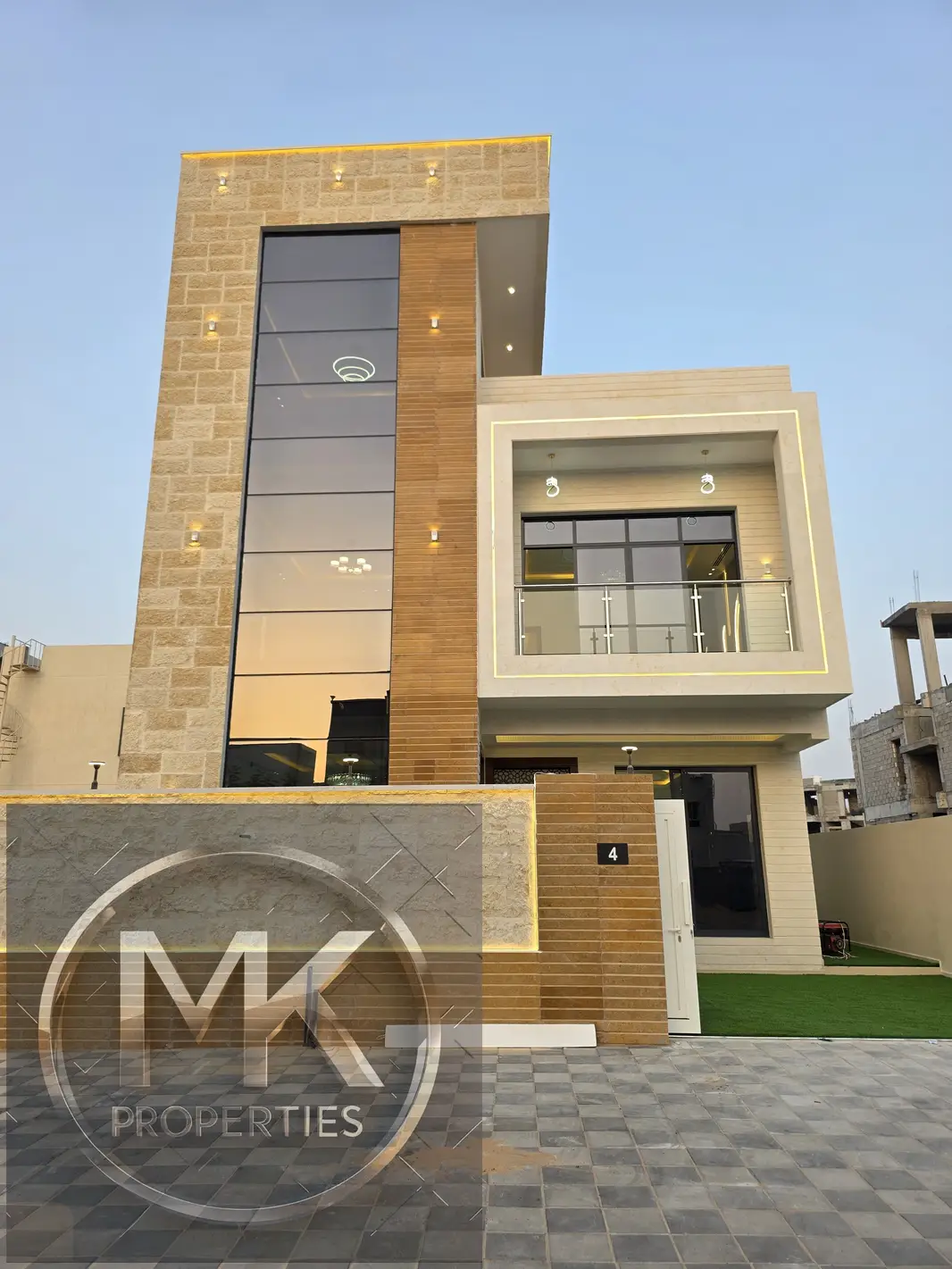 Prime location, The Modern Rock Wooden style villas for sale with swimming pool in Al Zahya Ajman.